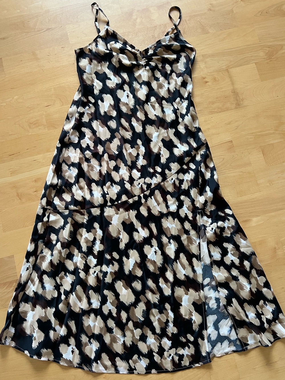 Black & Beige Animal Print Slip Skirt